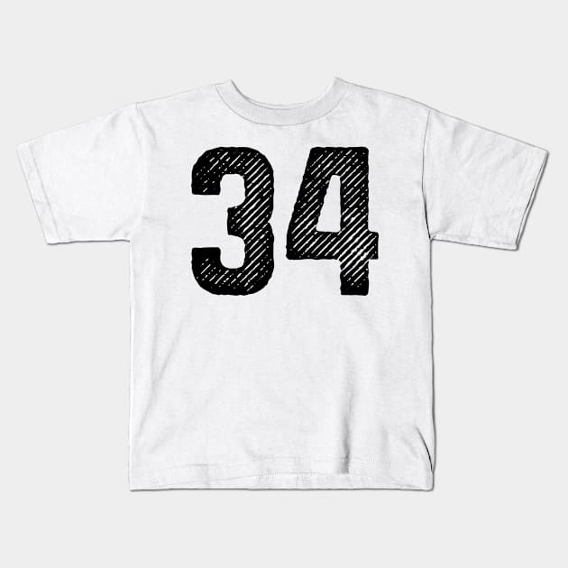 Rough Number 34 Kids T-Shirt by colorsplash